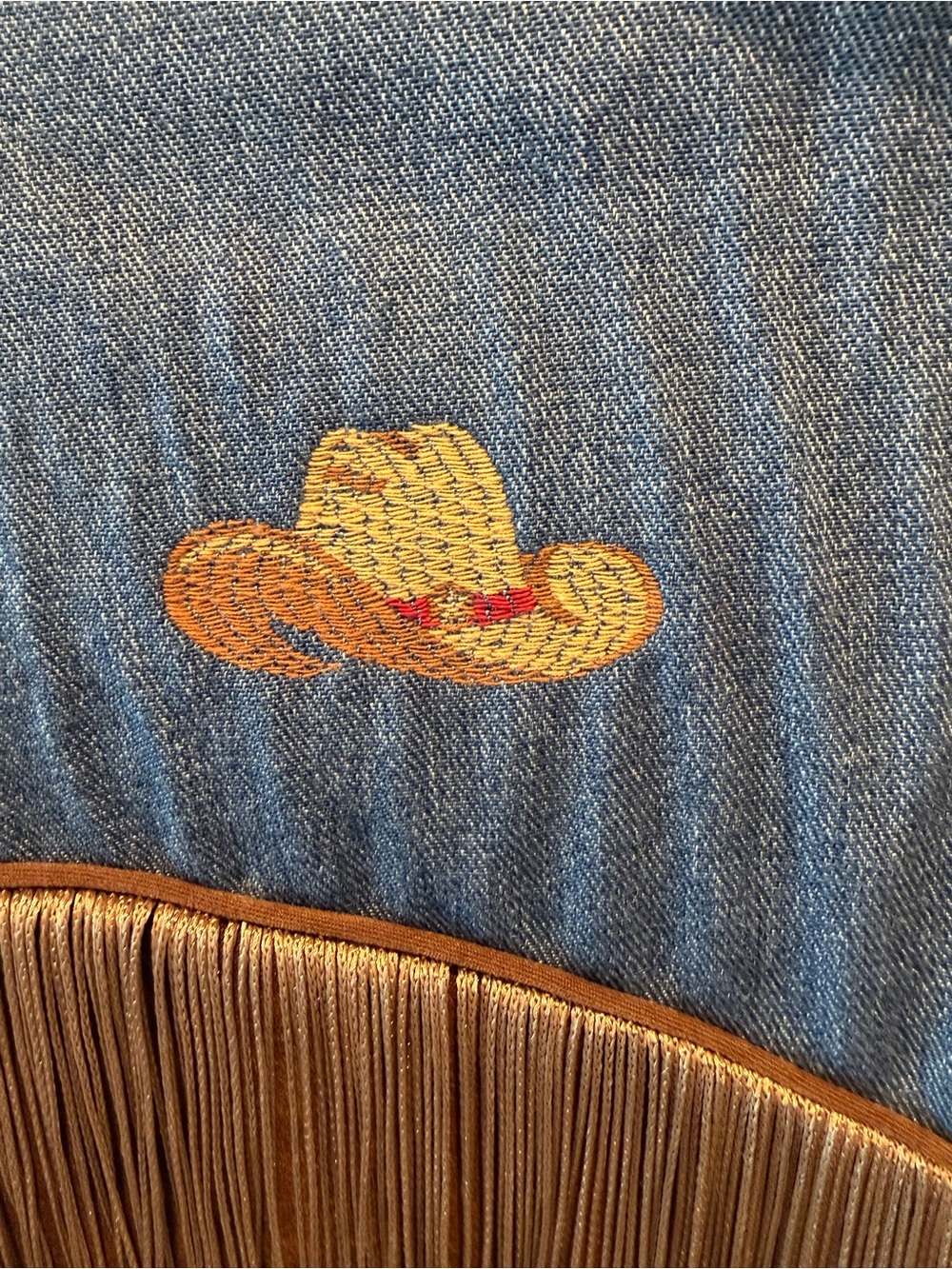 Brown Suede Western Fringe Jacket with Denim Yoke - Picture 8 of 14